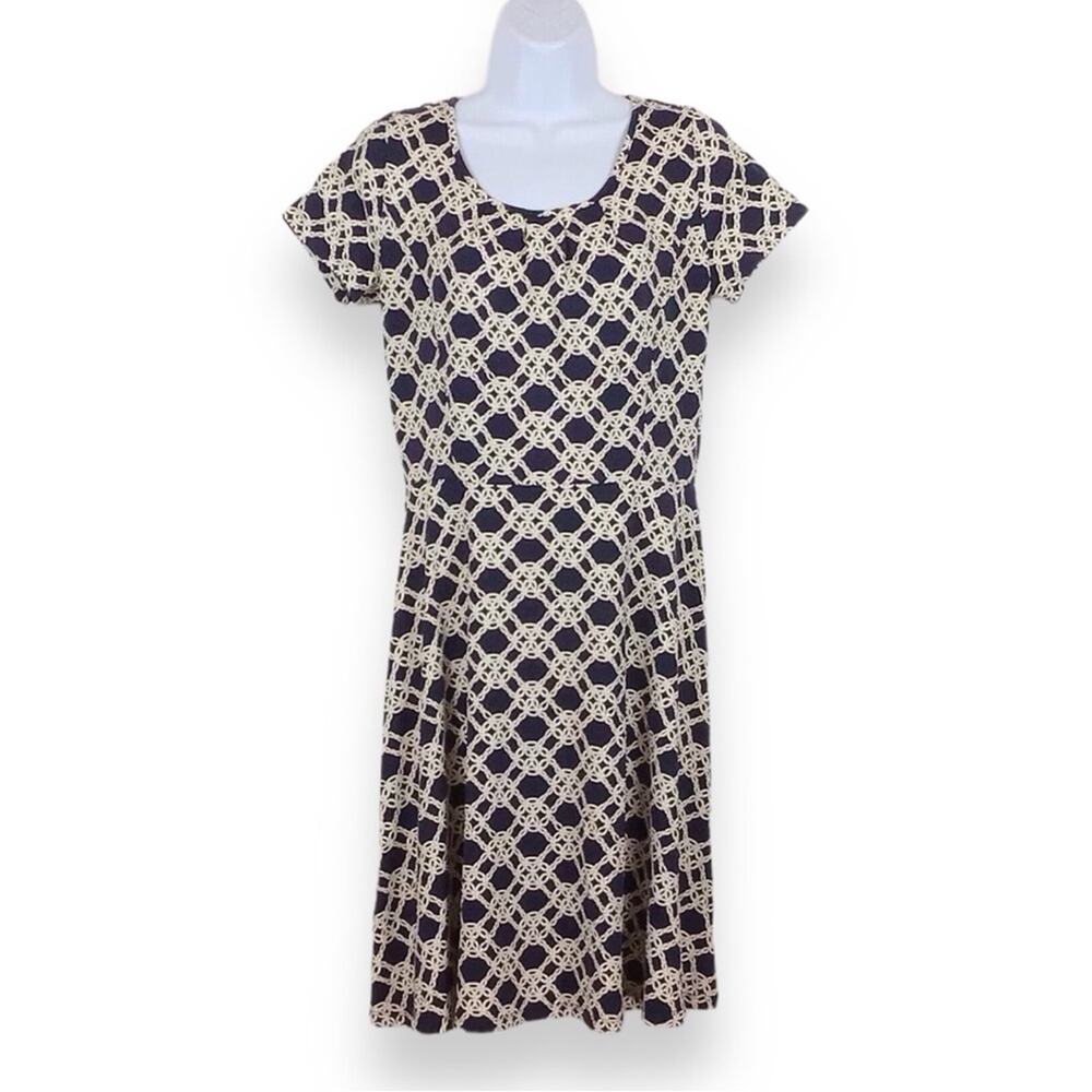 TALBOTS A-Line Nautical Short Sleeve Scuba Knit Dress size S